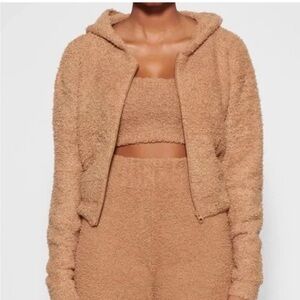 Skims cropped teddy zip up hoodie